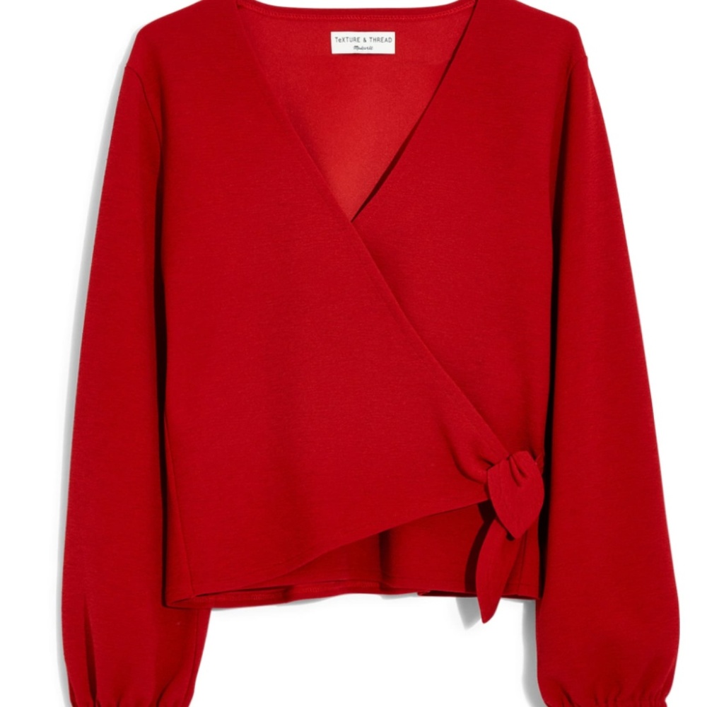 Madewell Red Crepe Wrap Top